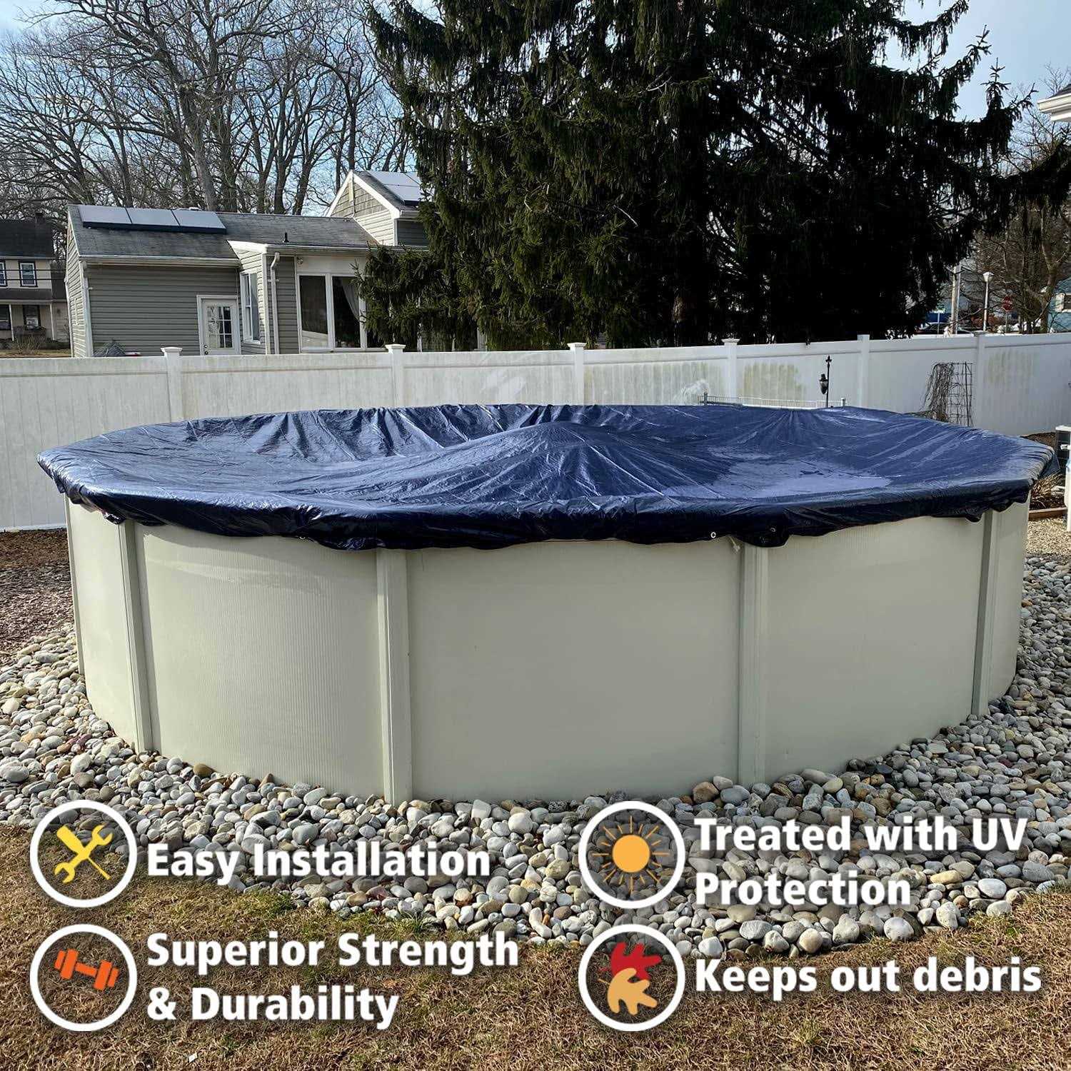 Winter Block Pool Cover for Above Ground Round Pool Includes Winch and Cable