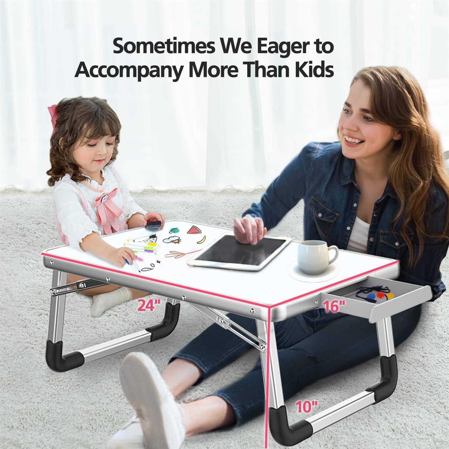 Laziiey Lap Desk Kids Dry Erase Board for Kids Art Table Foldable Play Table for Toddler Drawing Activity Homework