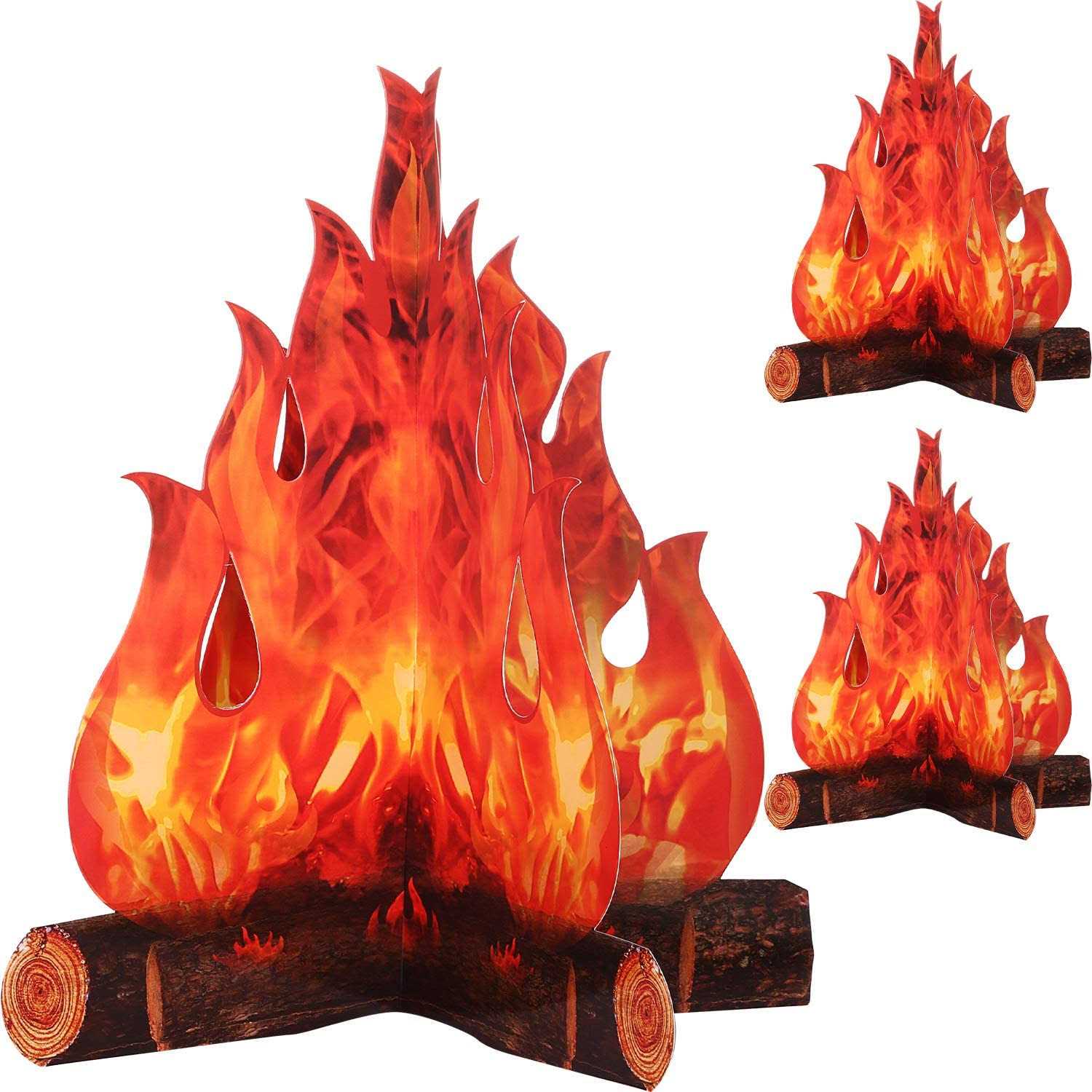 Boao 3D Fake Fire Campfire Centerpiece Decorative Artificial Fire Fake Fireplace Flame Paper Cardboard Camping Party Decorations Flame Torch