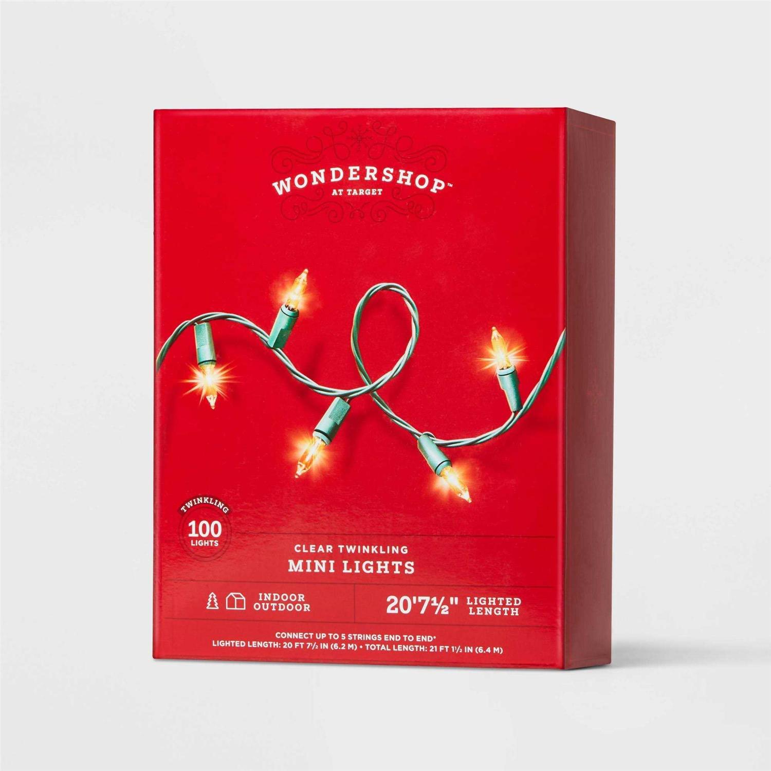 Wondershop 100ct Incandescent Smooth Mini Christmas String Lights Green Wire