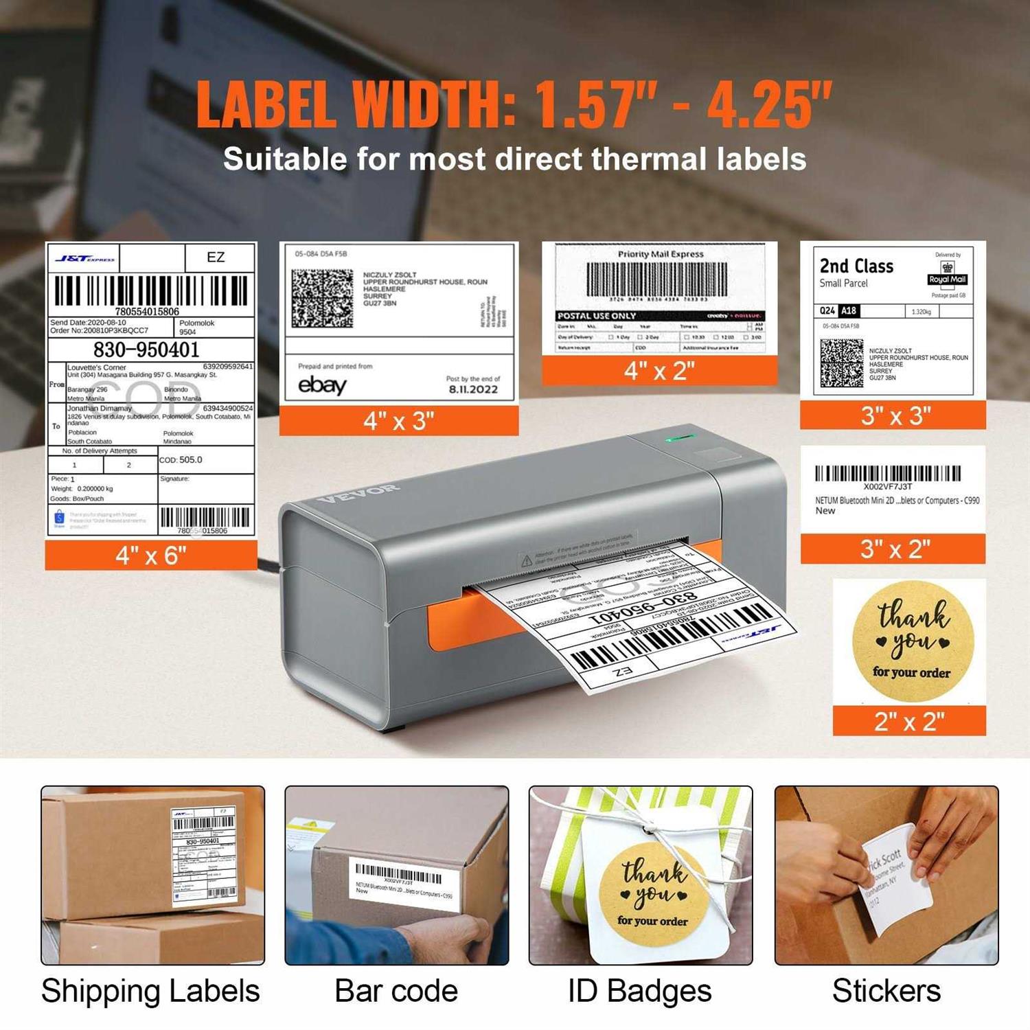 VEVOR Thermal Label Printer Shipping Label Printer for Width of 1.57