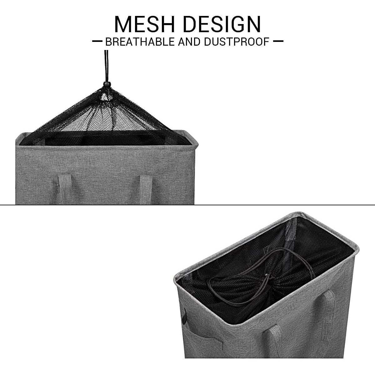 Zero JET LAG Slim Laundry Hamper With Handles Collapsible Laundry Basket Thin Dirty Clothes Basket Narrow Laundry Bag Foldable Dirty Cloth Hamper