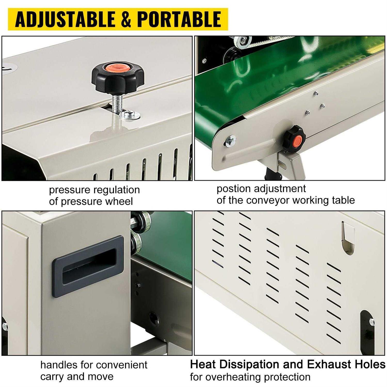 VEVOR Continuous Bag Band Sealing Machine FR900K Band Sealer Machine with Digita