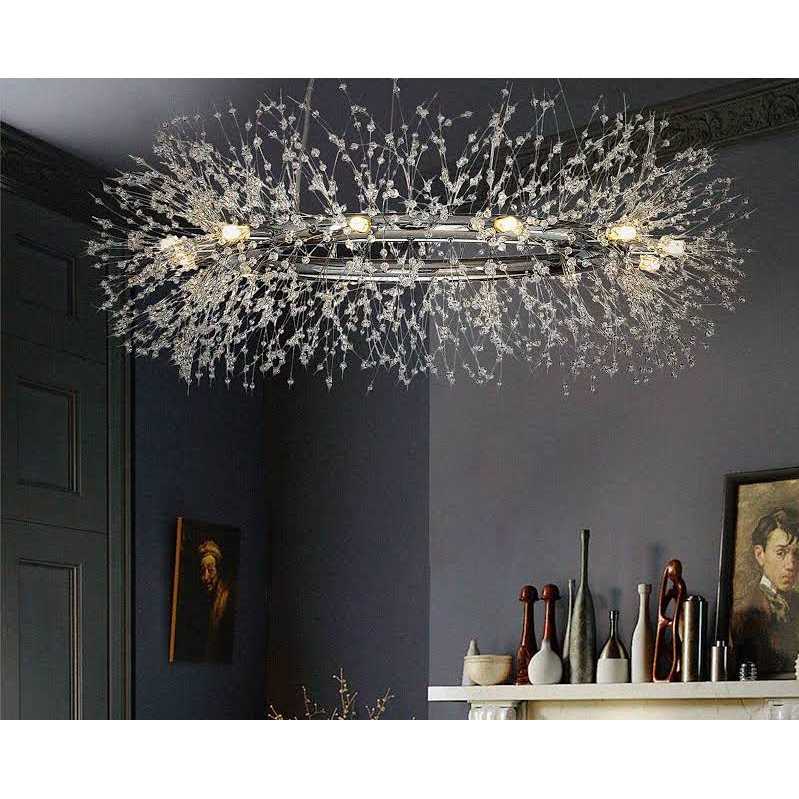 Aloadecor Modern Firework Crystal Chandelier for Dining Room and Living Room Bulb Included 12