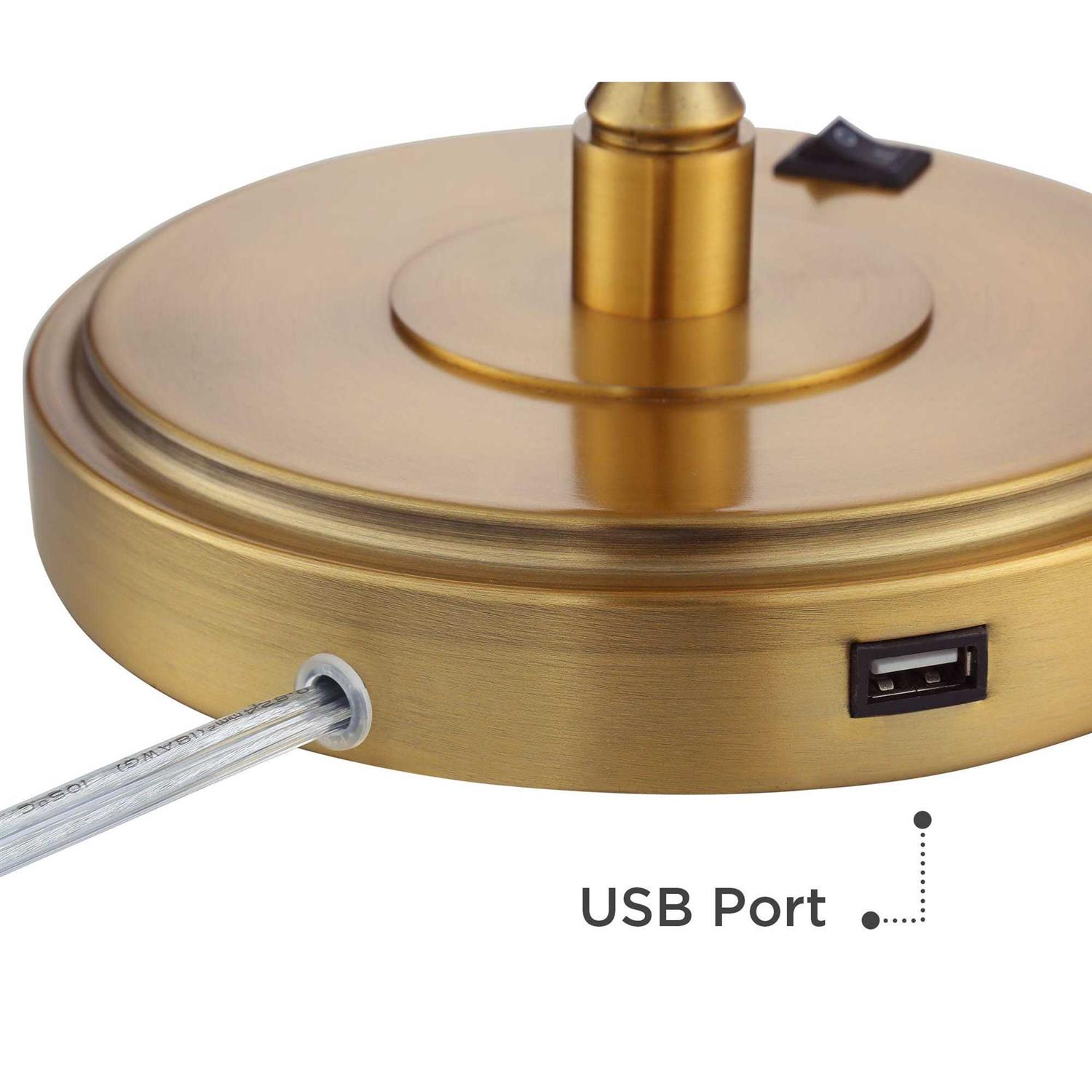 360 Lighting Wray Modern Desk Lamp 26 3/4 High with USB Charging Port Warm Brass