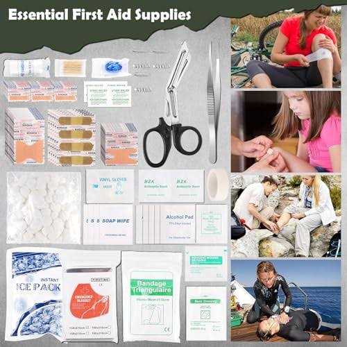 DLMD 320 PCS Survival Kits First Aid Kit, Gifts for Men Christmas Him Dad, Survival Gear and Equipment with Tactical Molle Pouch for Car Camping