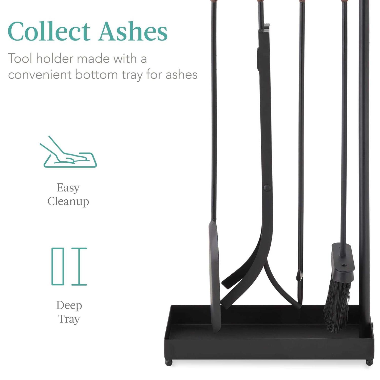 Best Choice Products 5-Piece Modern Contemporary Indoor Outdoor Antique Fireplace Tool Set w/ Ergonomic Handles