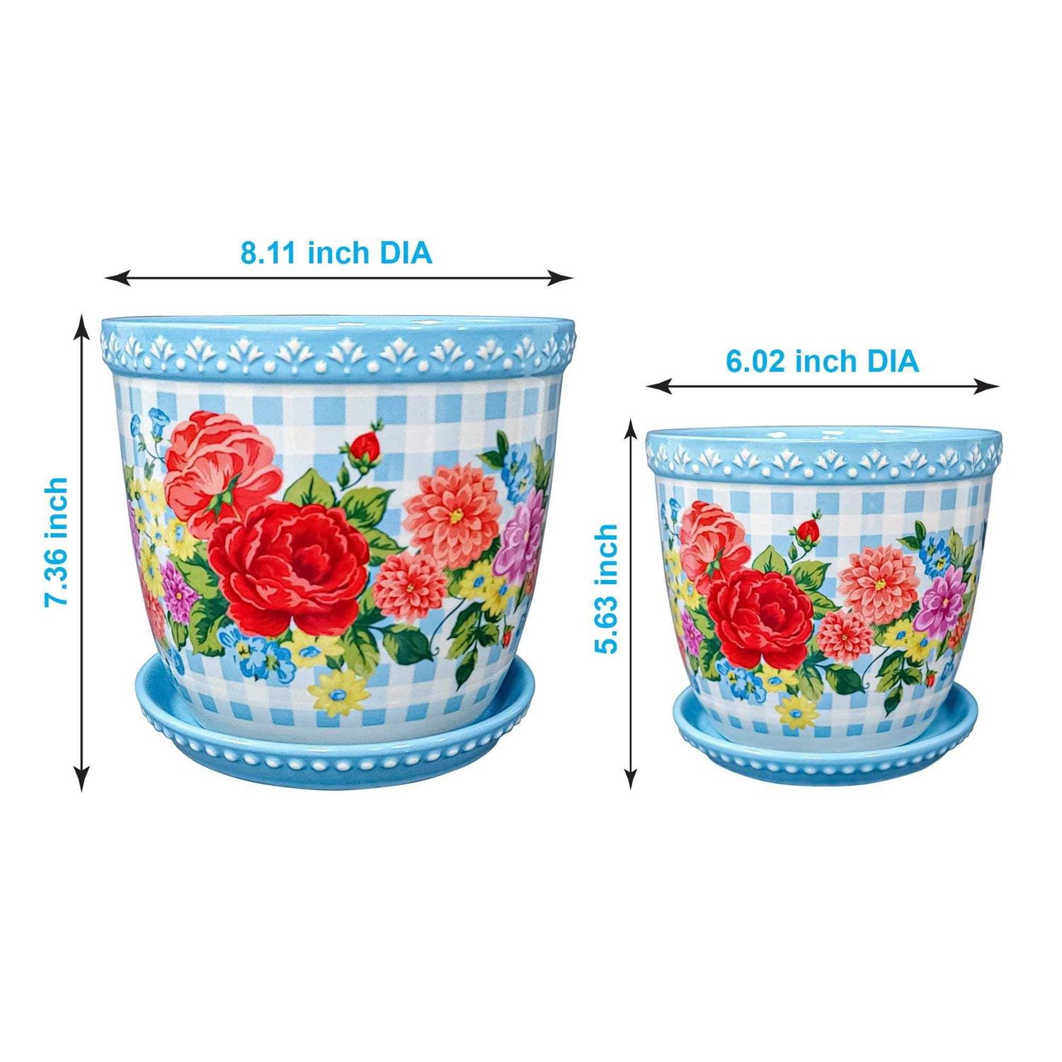 The Pioneer Woman Sweet Rose Gingham Planter