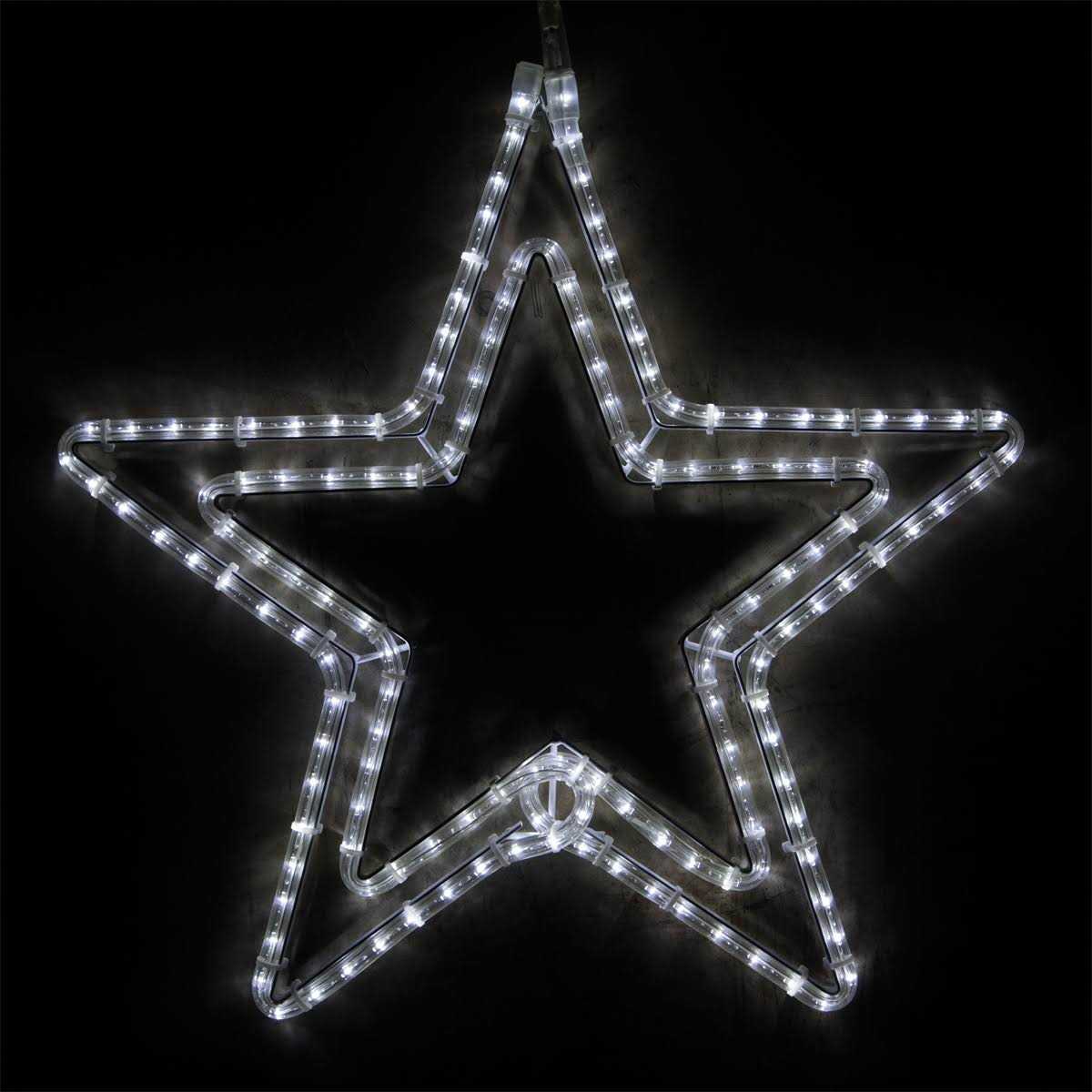 Wintergreen Lighting 22 in. 124-Light LED Blue White 5 Point Hanging Double Star
