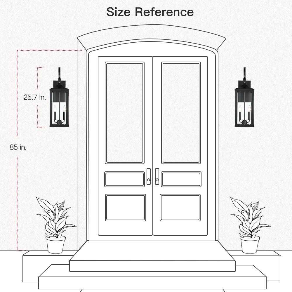 True Fine Jefferson 2-Light 25.7 in. Black Large Outdoor Wall Lantern Sconce Light TD40021OT