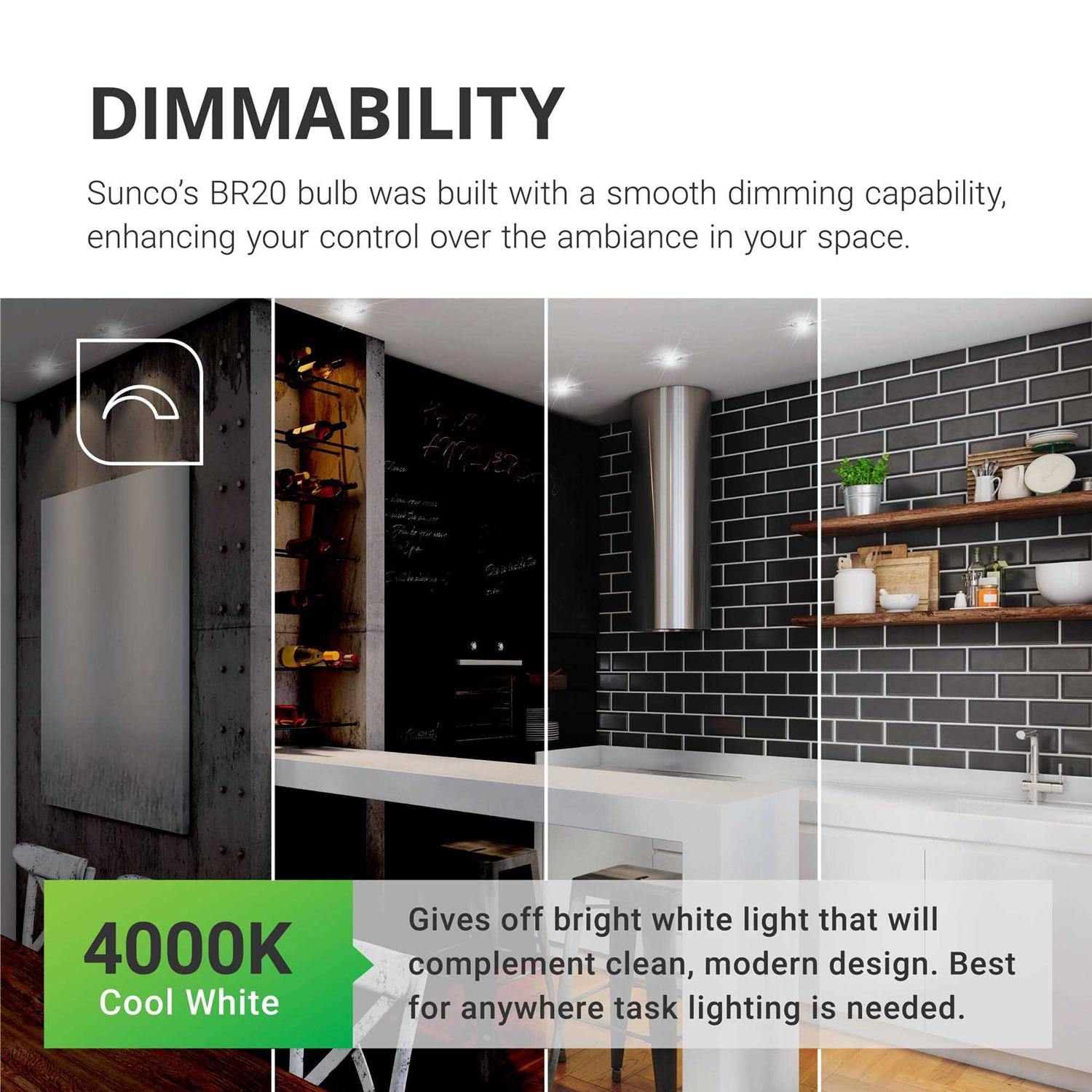 Sunco Lighting 10 Pack Br20 LED Dimmable Flood Light