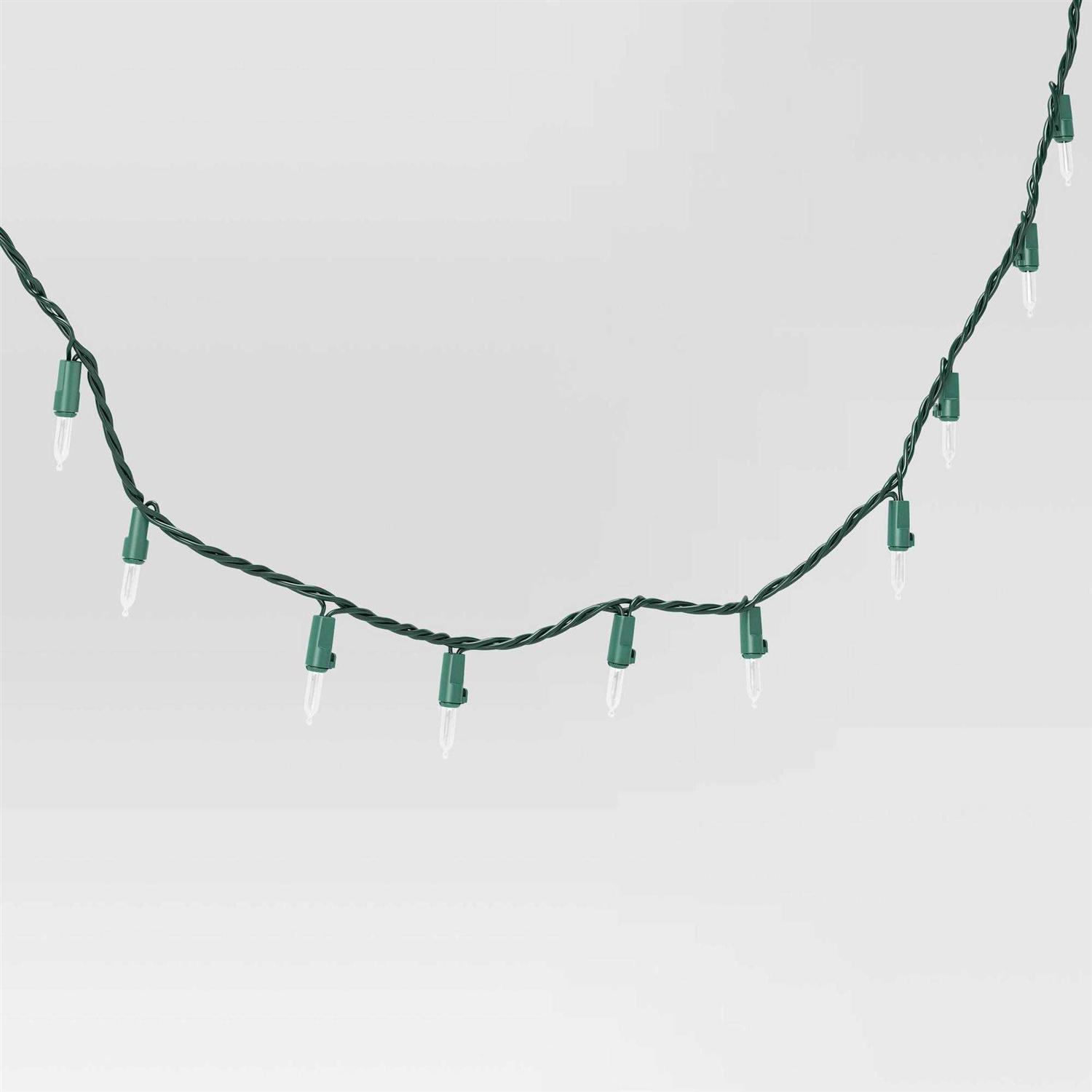 Wondershop 60ct LED Smooth Mini Christmas String Lights Warm White with Green Wire