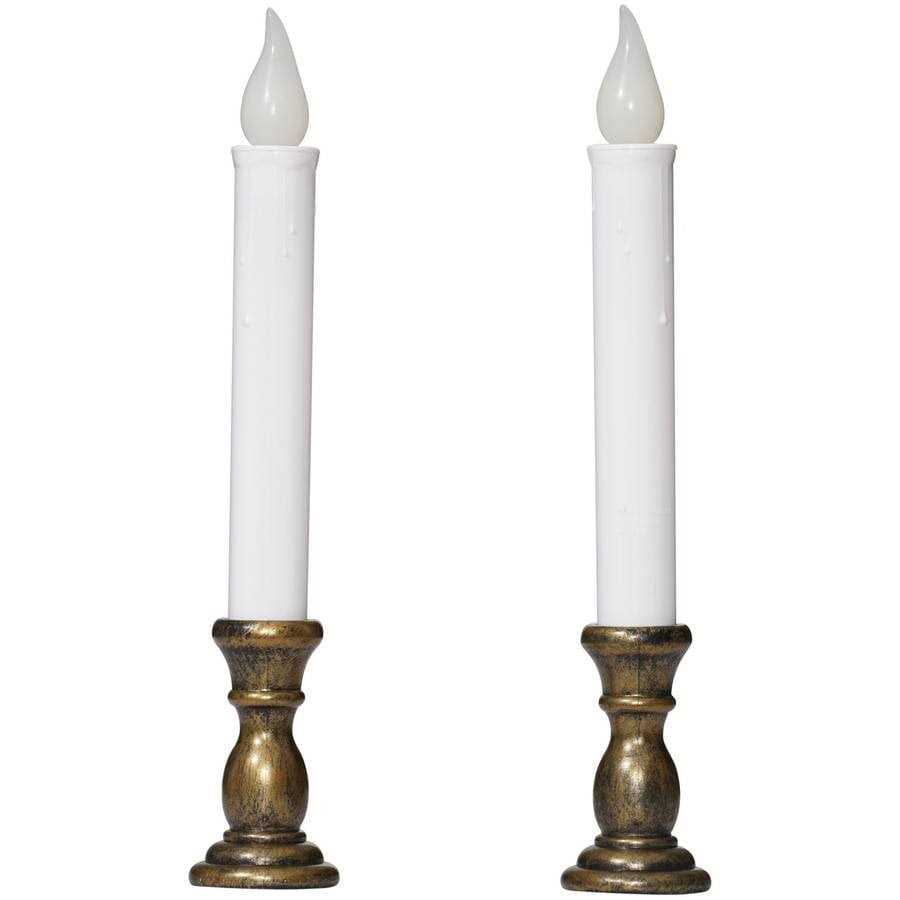 Battery Operated 9.5 inch Flickering LED Candle with Timer 60-498B