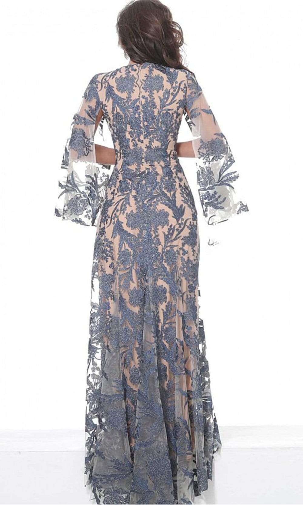 00752 Cape Sleeve Novelty Lace Sheath Gown