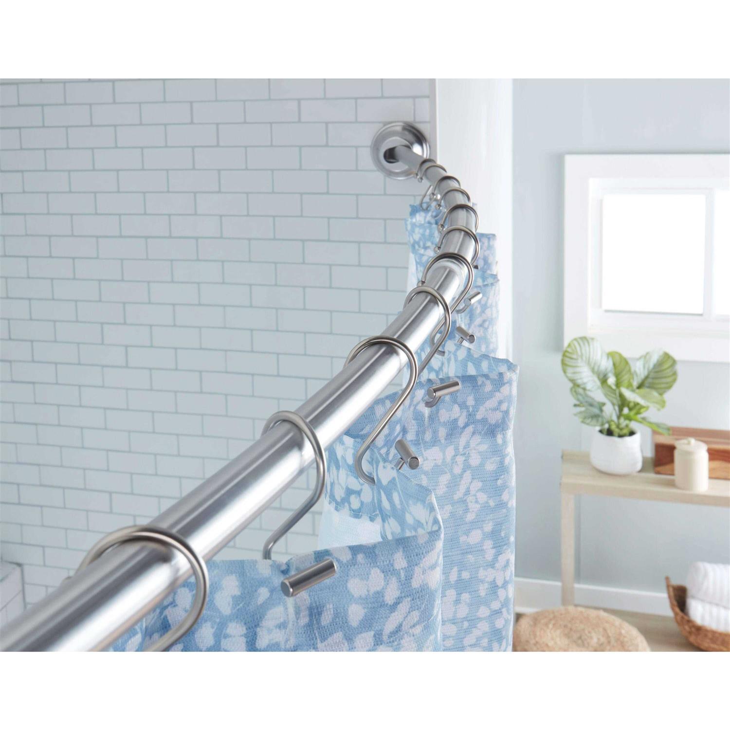 allen + roth Fixed or Tension Single Curve Adjustable Shower Rod SHLSNC01SN