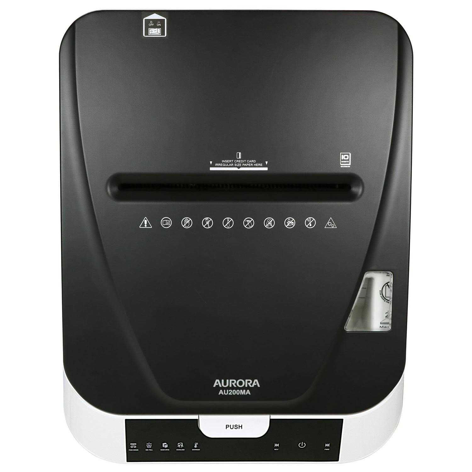 Aurora Commercial Grade 200-Sheet Auto Feed High Security Micro-Cut Paper Shredder 60 Minutes Security Level P-5
