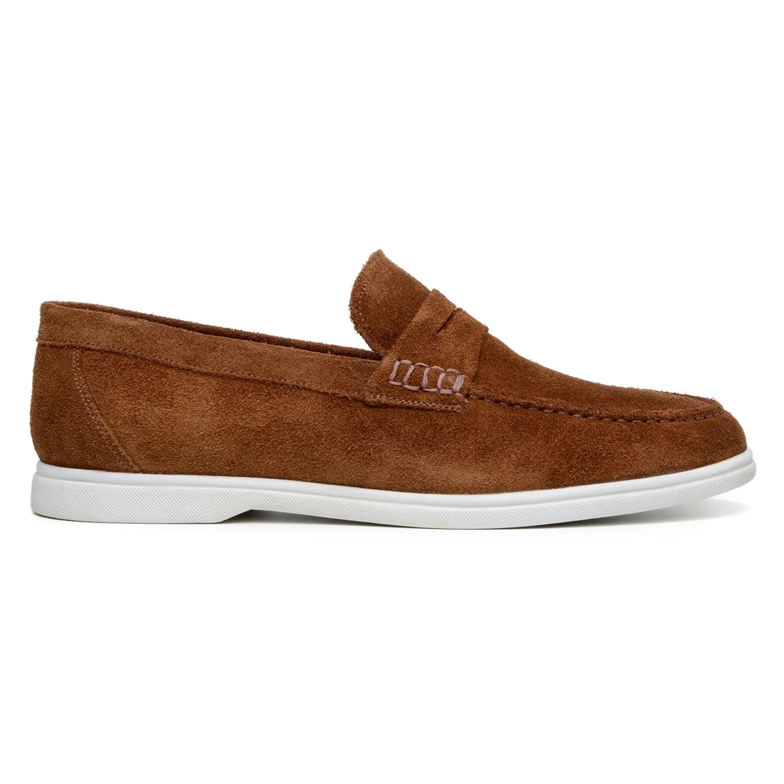 Men’s Belvedere Niko Italian Suede Casual Slip on Penny Loafer in Bourbon