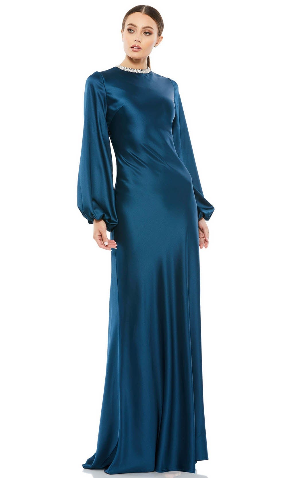 Bishop Sleeve Satin Evening Gown | Couture Candy