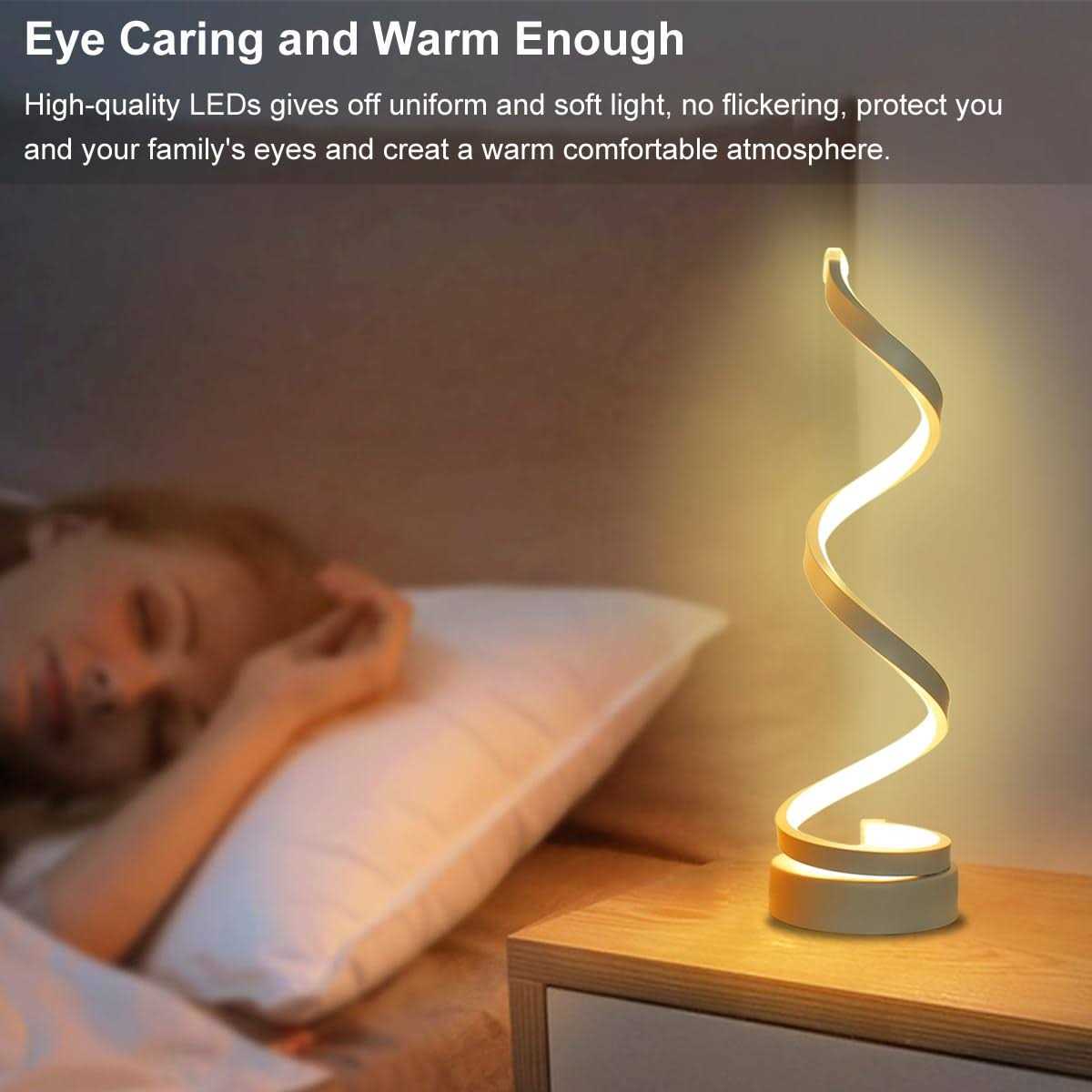 BESKETIE Modern Spiral LED Table Lamp Dimmable Table Lamps