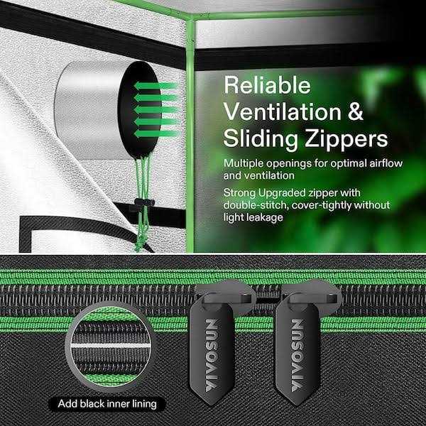 VIVOSUN Mylar Hydroponic Grow Tent with Observation Window and Floor Tray for Indoor Plant Growing