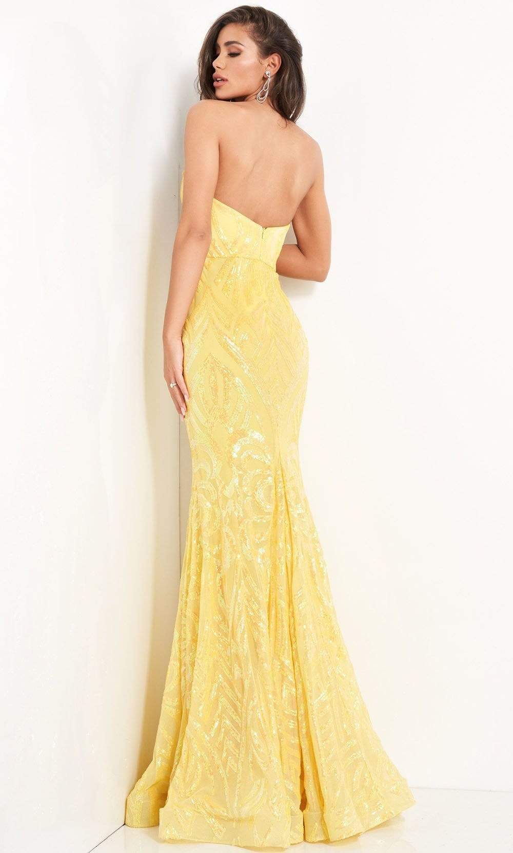03445 Strapless Plunging Sweetheart Neck Sequin Gown