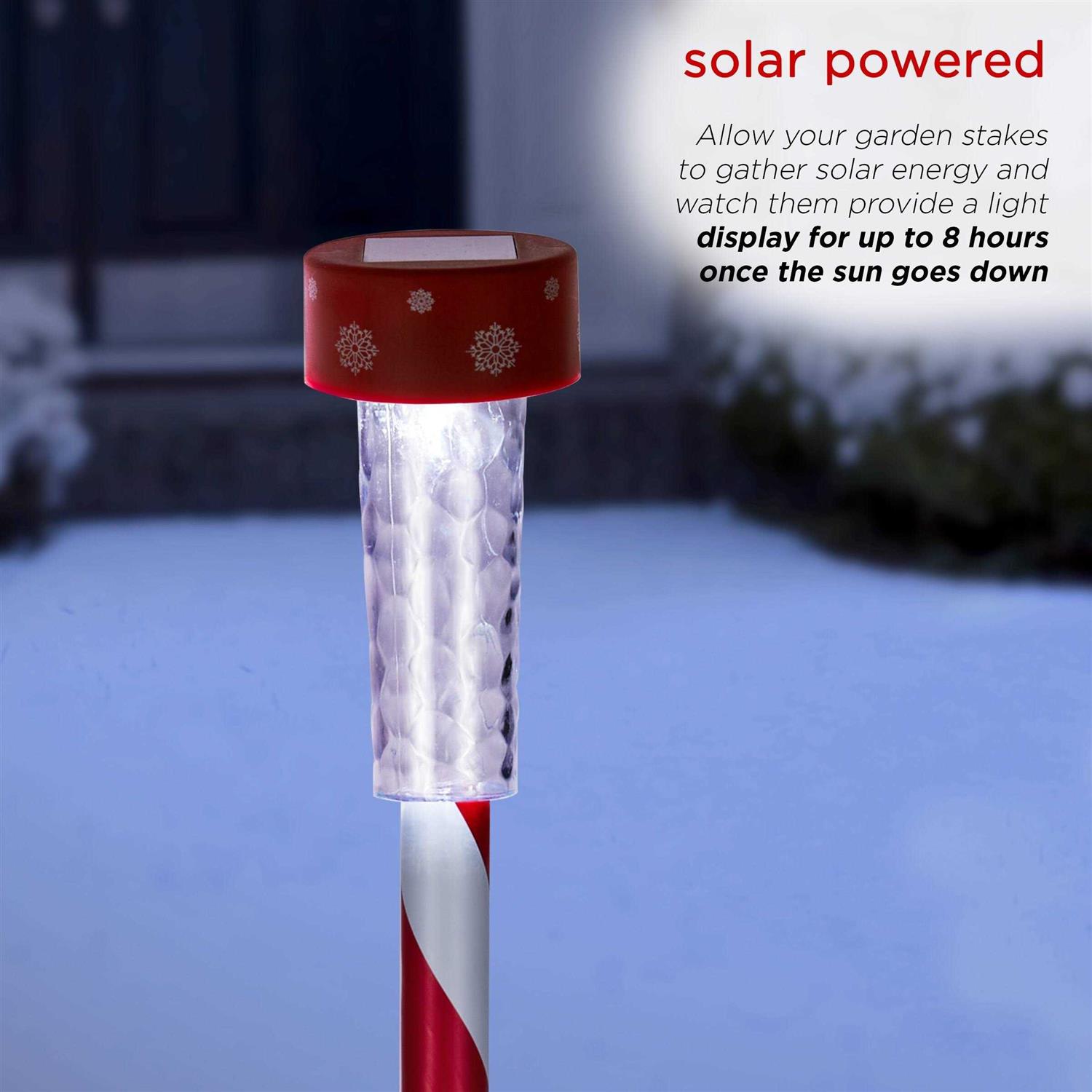 Alpine Holiday Striped Pathway Garden Stake with Solar LED Lights