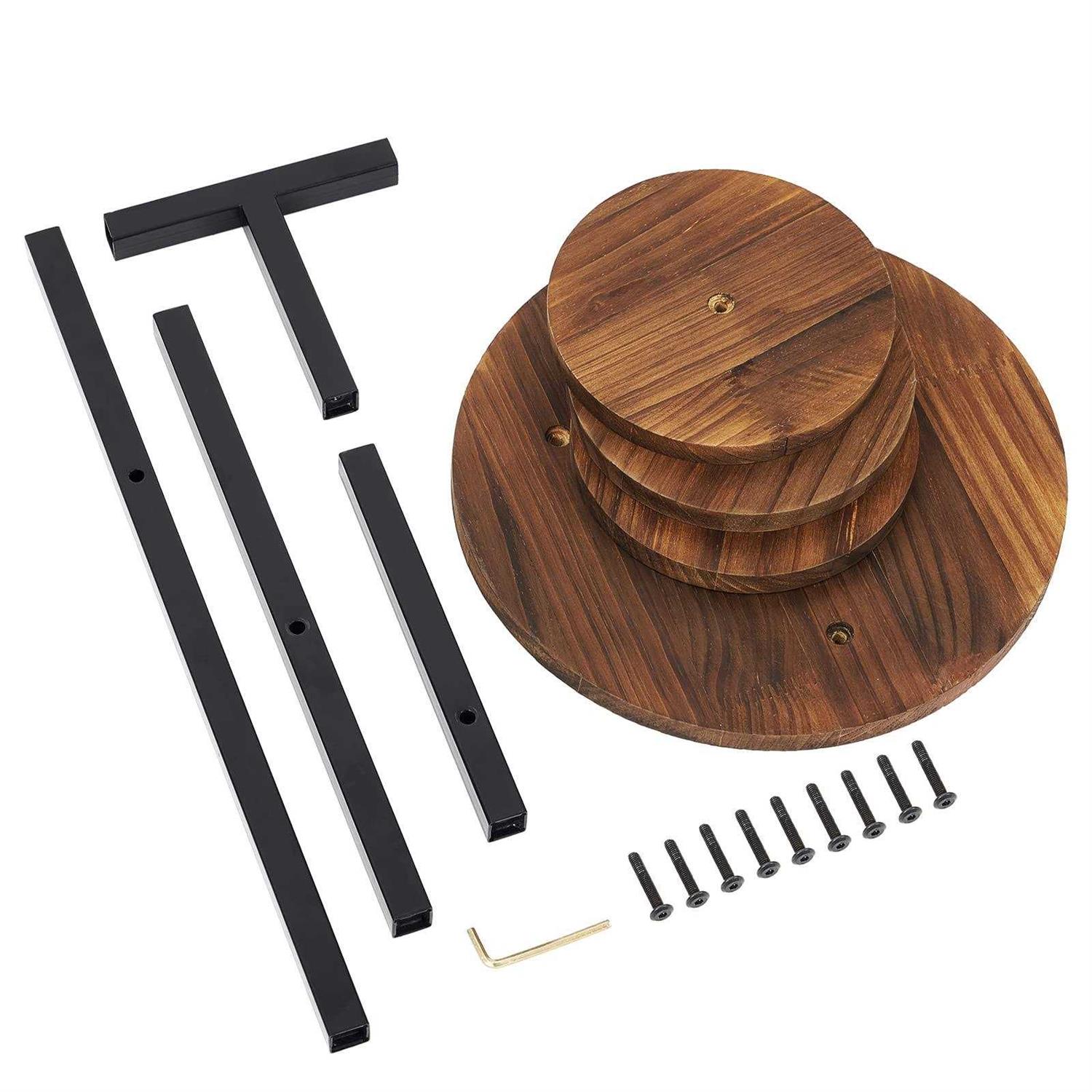 AUGOSTA 3 Tier Plant Stand Tall Metal Wood Shelf Holder for Indoor