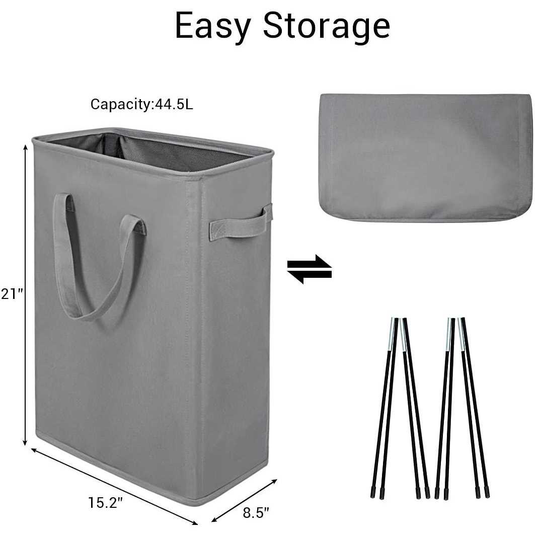 Zero JET LAG Slim Laundry Hamper With Handles Collapsible Laundry Basket Thin Dirty Clothes Basket Narrow Laundry Bag Foldable Dirty Cloth Hamper