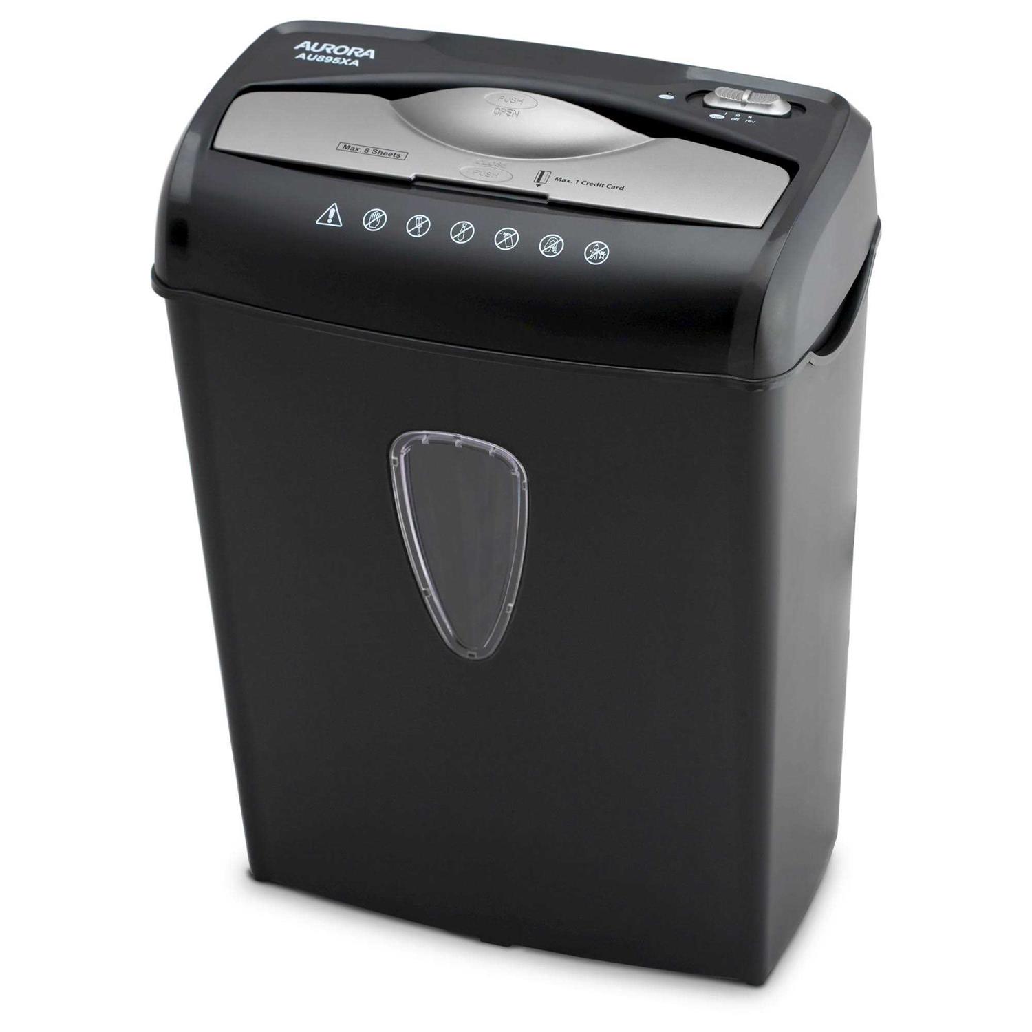 Aurora as890c 8-Sheet Cross-Cut Paper/Credit Card Shredder with Basket