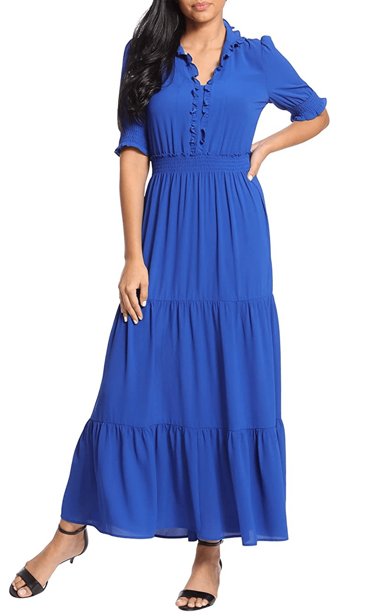 Puff Sleeve Tiered Formal Dress