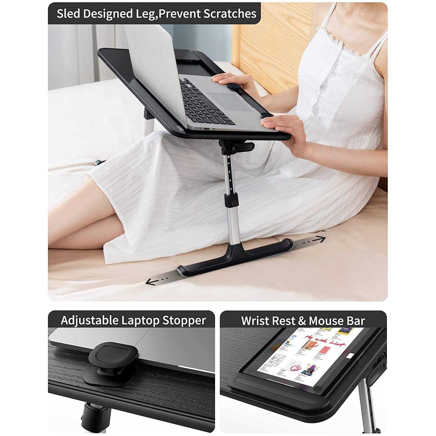 Laptop Desk for Bed SAIJI Height & Angle Adjustable Laptop Stand for Bed