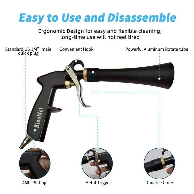 BIAOMEI High Pressure Car Interior Cleaning Gun Automobile Detailing Cleaning Car Detailing Dry Washing Gun with Brush