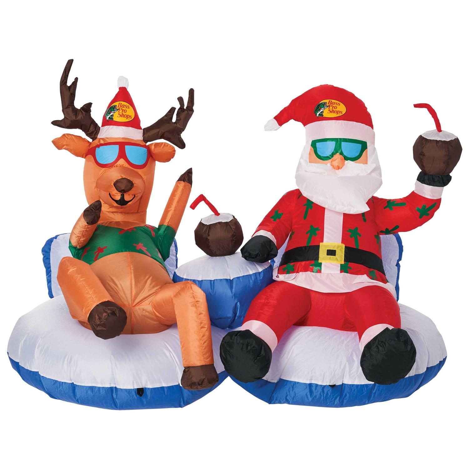 Bass Pro Shops Festive Float Trip Reindeer and Santa Iatable