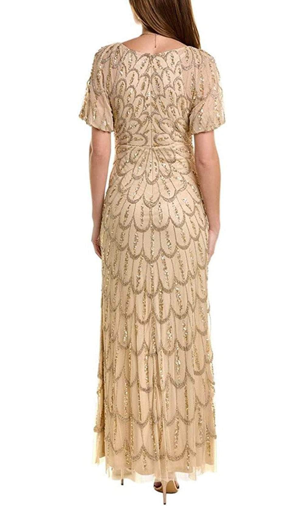 V Neck Gold Feather Print Dress