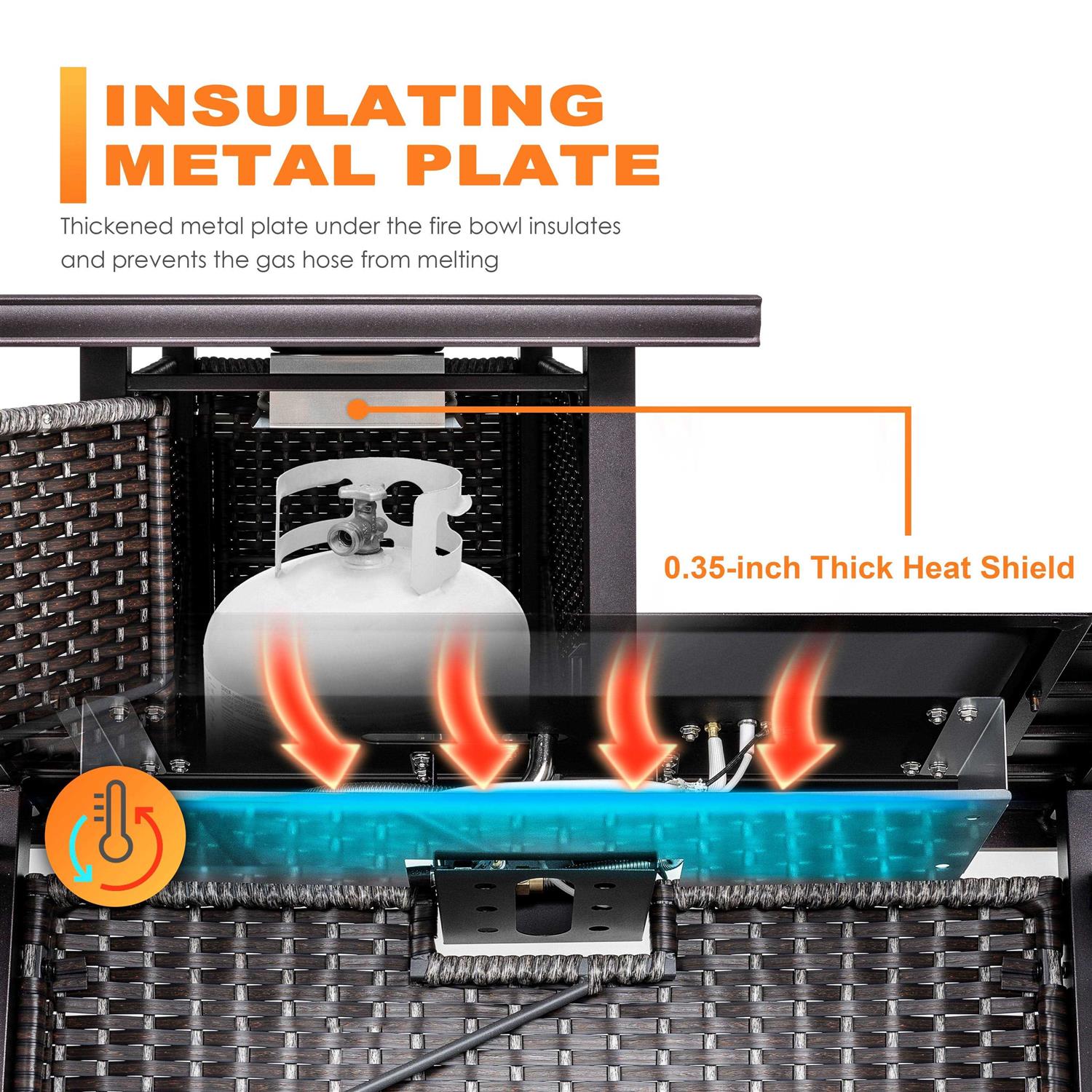 Nuu Garden Outdoor 43-Inch Propane Gas Fire Pit Table