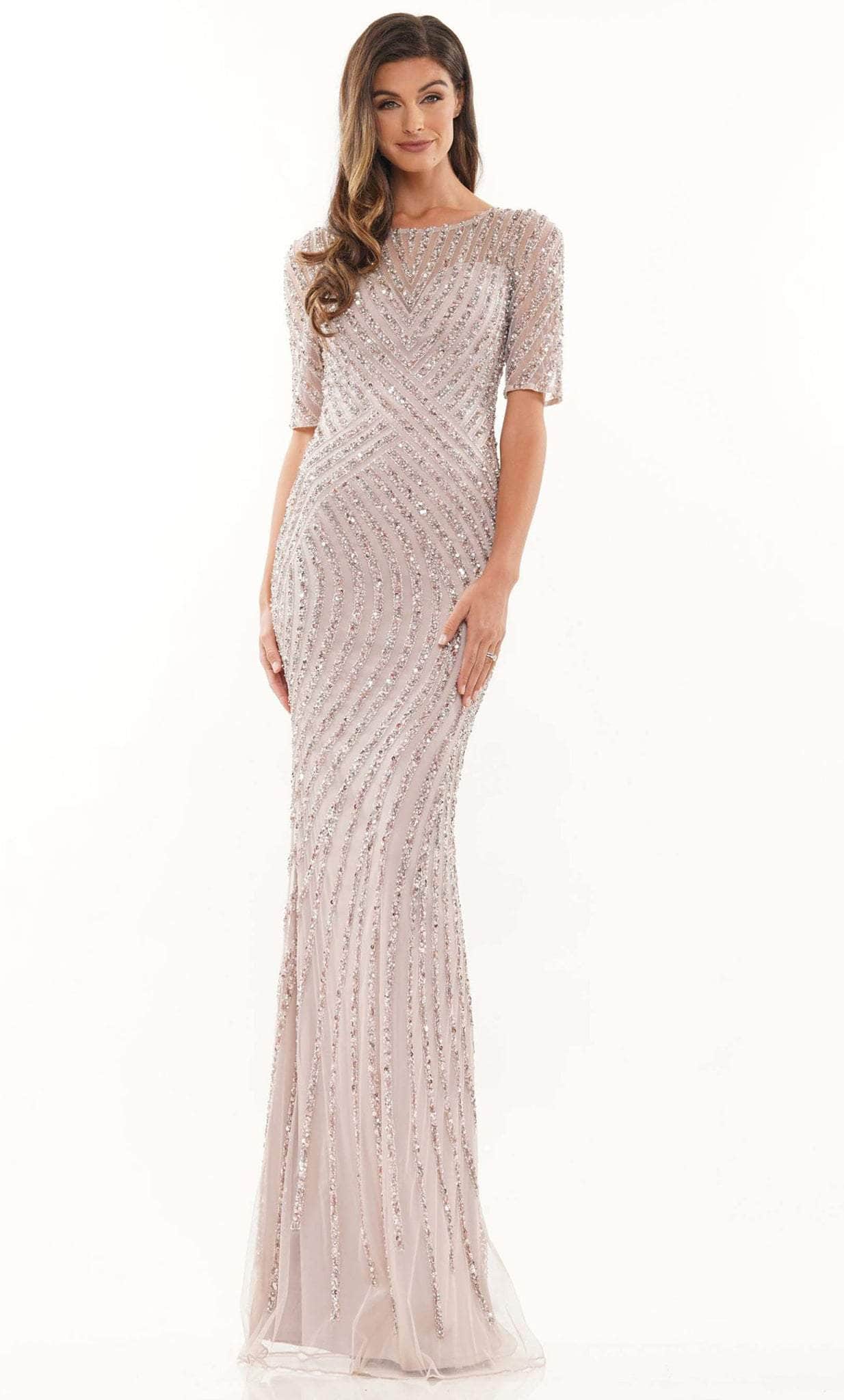 Beaded Mesh Formal Dress