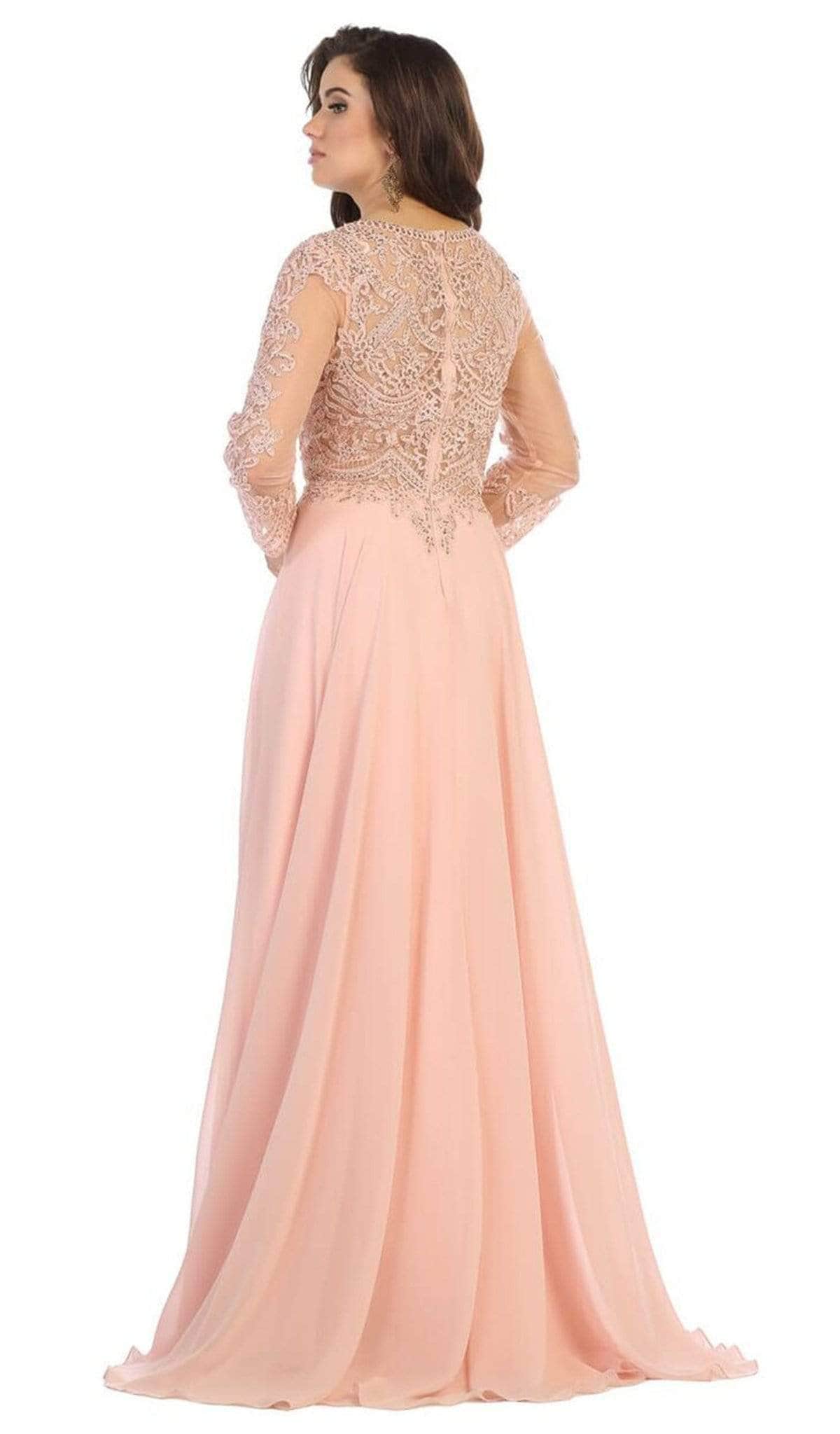Illusion Sleeve A-Line Prom Dress