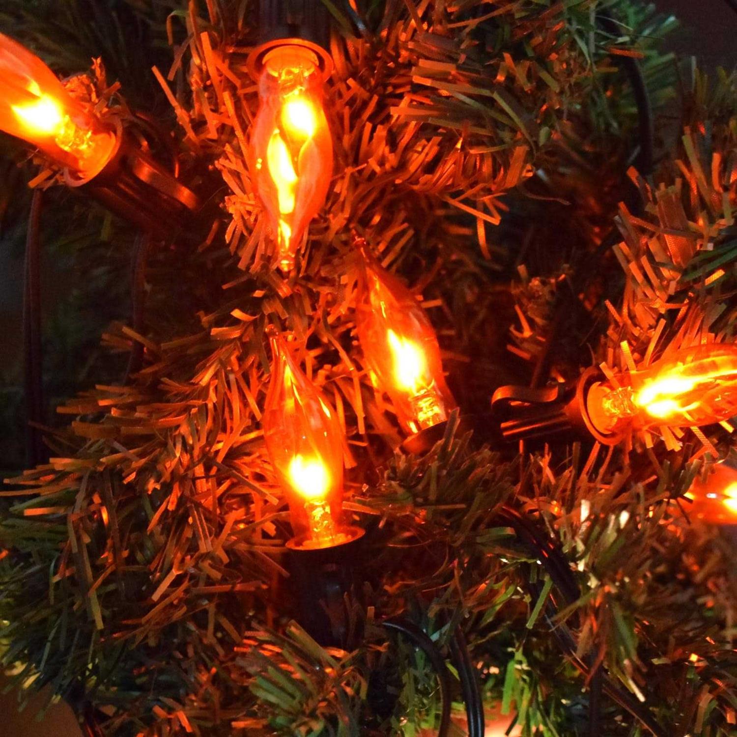 Agaphoton Christmas C18 Flicker Flame Light Bulb Clear Flame Tip Candelabra Replacement Bulbs