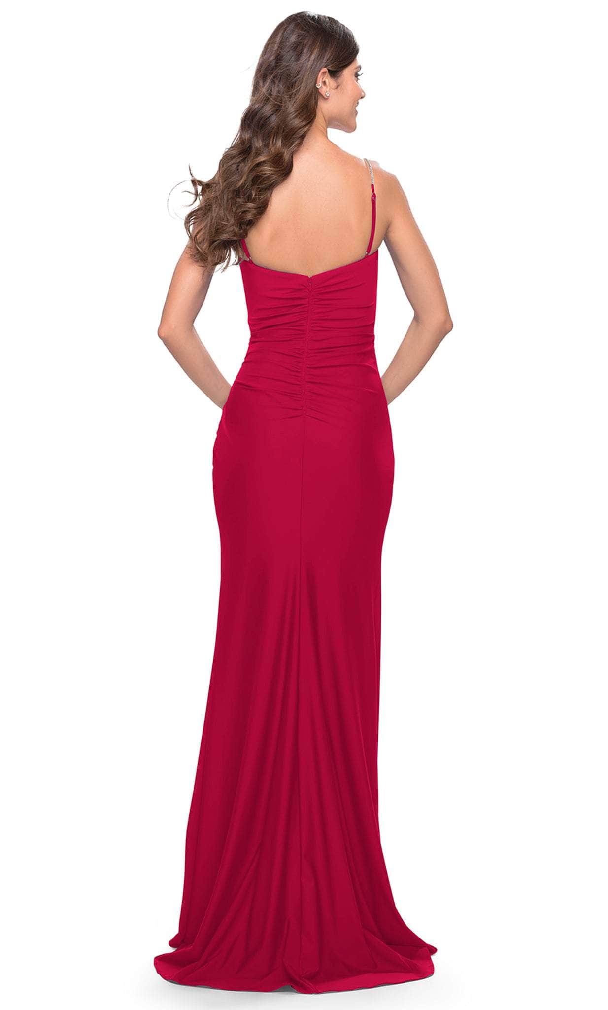 V-Neckline Ruched Evening Dress