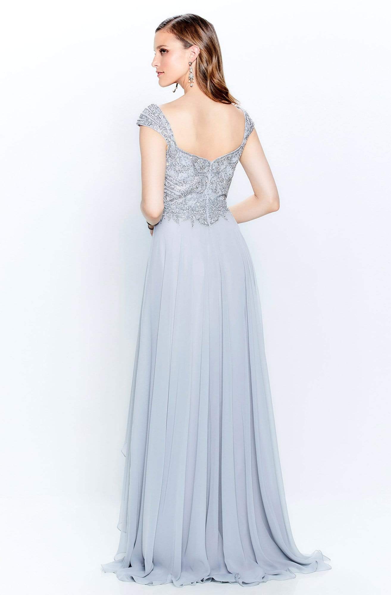 120914 Beaded V-Neck A-Line Dress