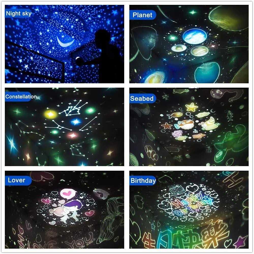 Winice Remote Control and Timer Design Seabed Starry Sky Rotating LED Star Projector for Bedroom