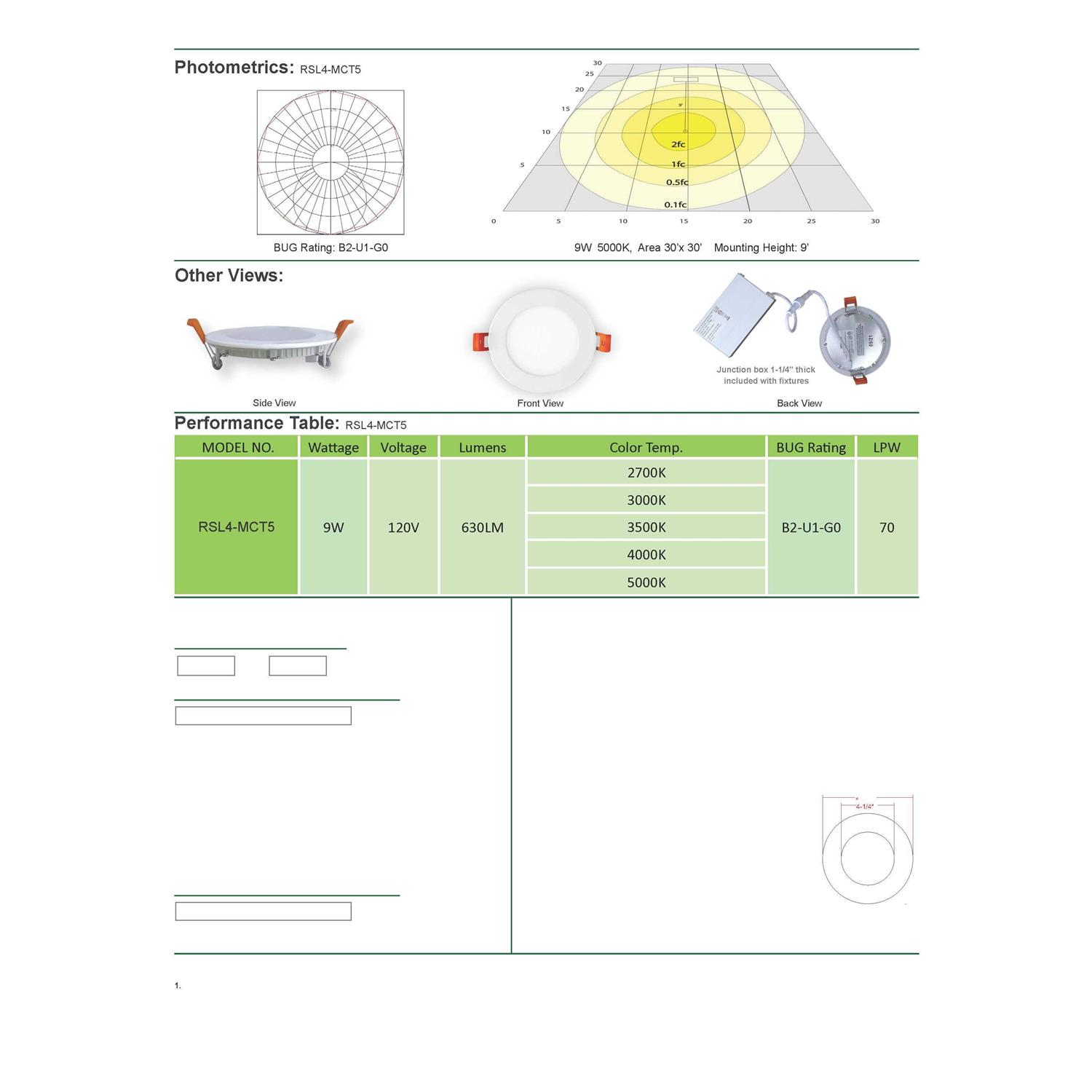 Westgate RSL4 4 9W LED Ultra Slim Recessed Light