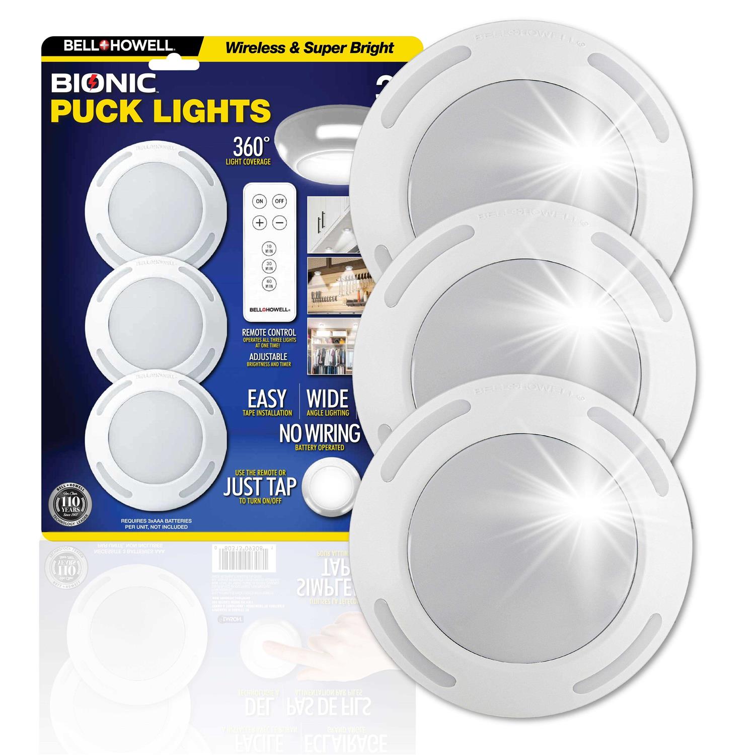 Bell and Howell Bionic Puck Lights LED Light Under Cabinet Light