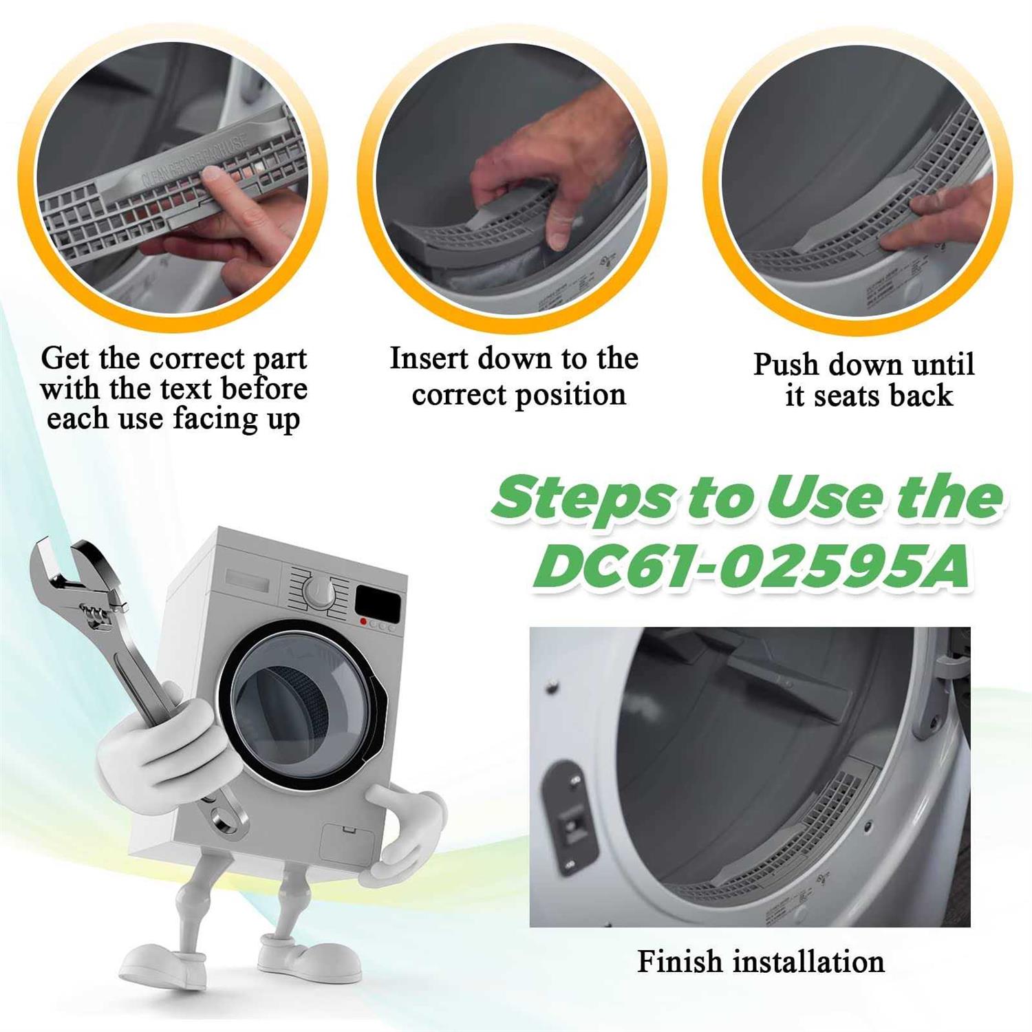 2023 Upgraded DC61-02595A Dryer Lint Filter Case Screen by Techecook