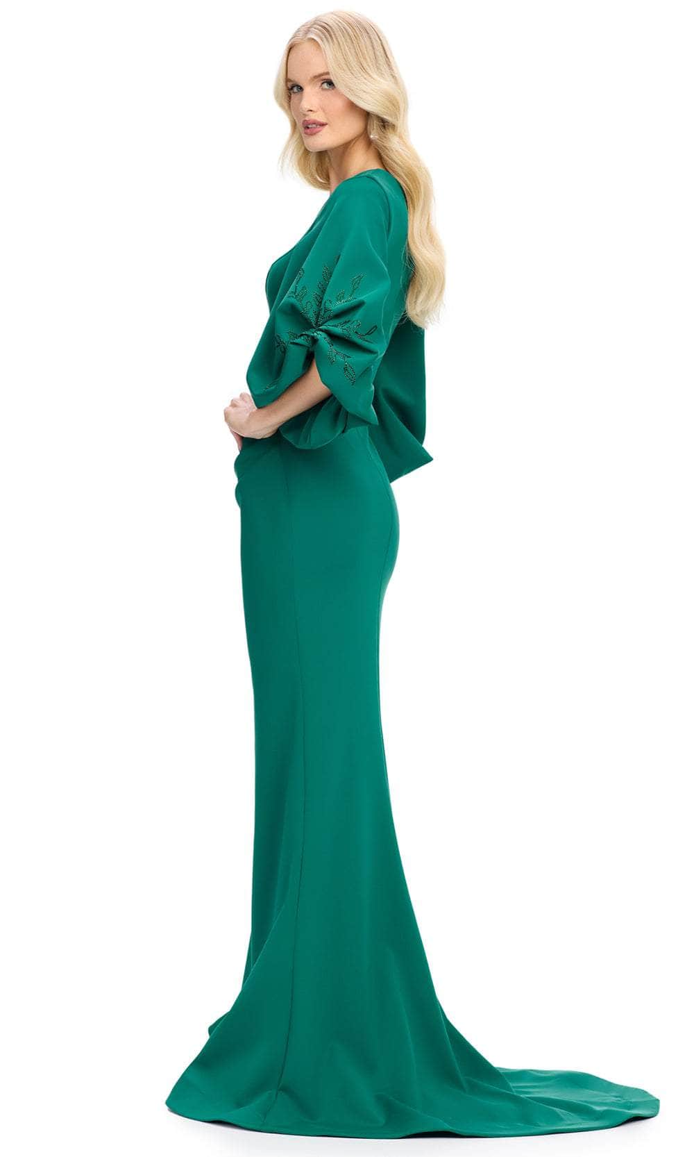 Balloon Sleeve Mermaid Evening Gown