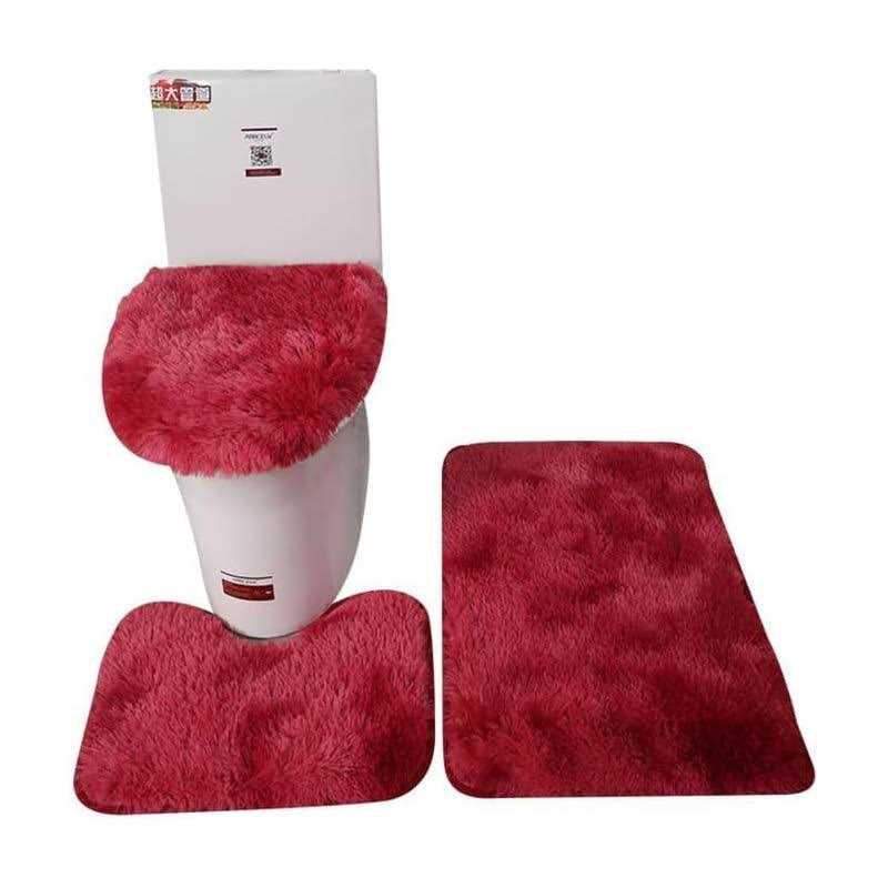 3 Pieces Bathroom Rugs Set U-Shaped Toilet Contour Matm,Bath Rug,andToilet Lid Cover Mat