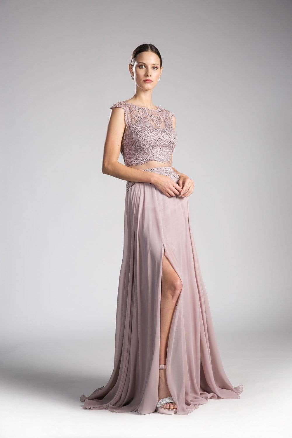 Embellished Illusion Bateau A-line Dress