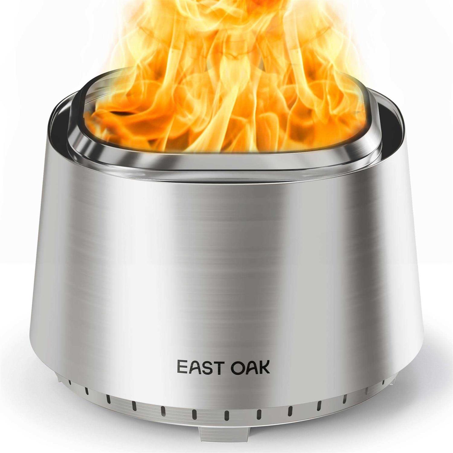 East OAK Fire Pit Smokeless 21&” for Outside Patio 304 Stainless Steel Wood Burning Fireplaces