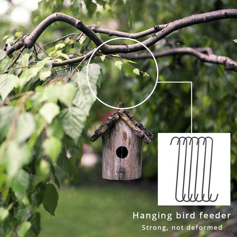 6 Pack heavy duty s hooks,Brown strong metal big hooks for hanging plants or large items as potted plants,garden tools,bird cages,animal feeders