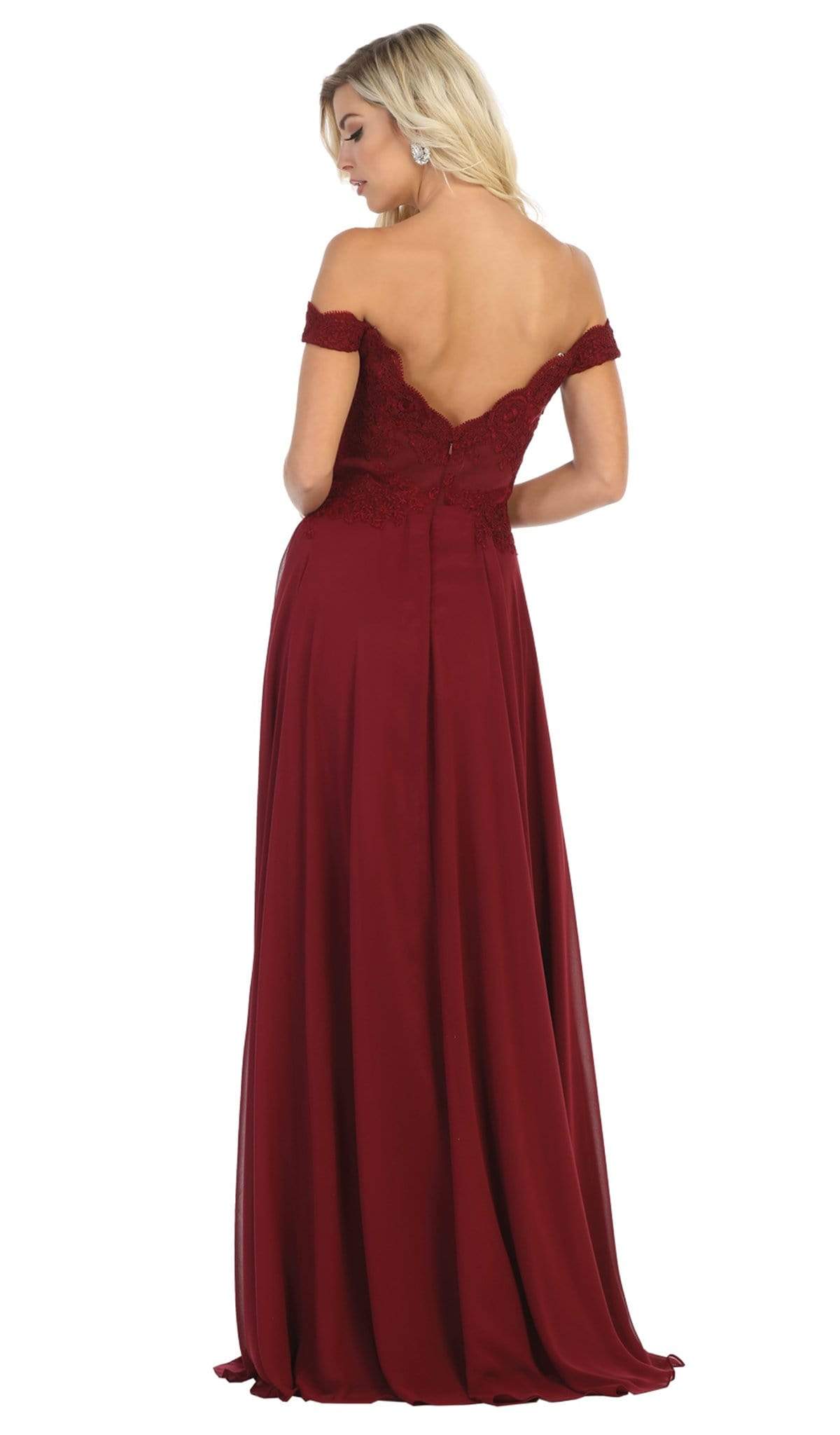 MQ1644B Embroidered Off-Shoulder A-Line Dress